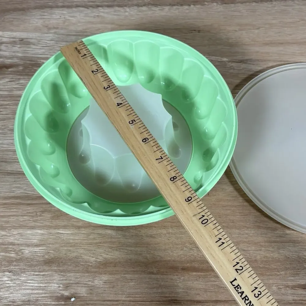 Tupperware 3pc Mint Green Jello Mold Ring Vintage Jel N Serve Food‎ Storage EUC